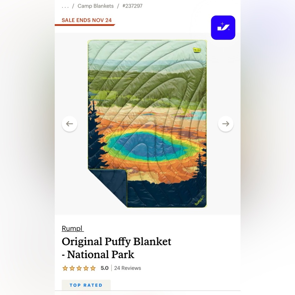 Rumpl Original Puffy Blanket - National Park Design